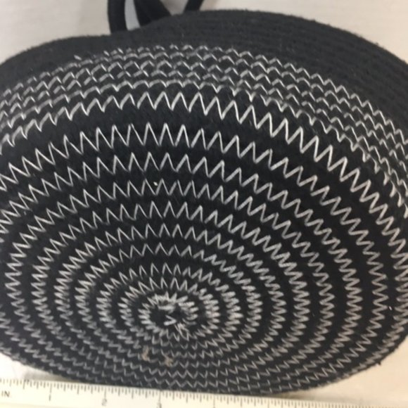 Black Woven 100% Cotton Rope Hanging Plant Veggie Fruit Basket - Picture 7 of 14